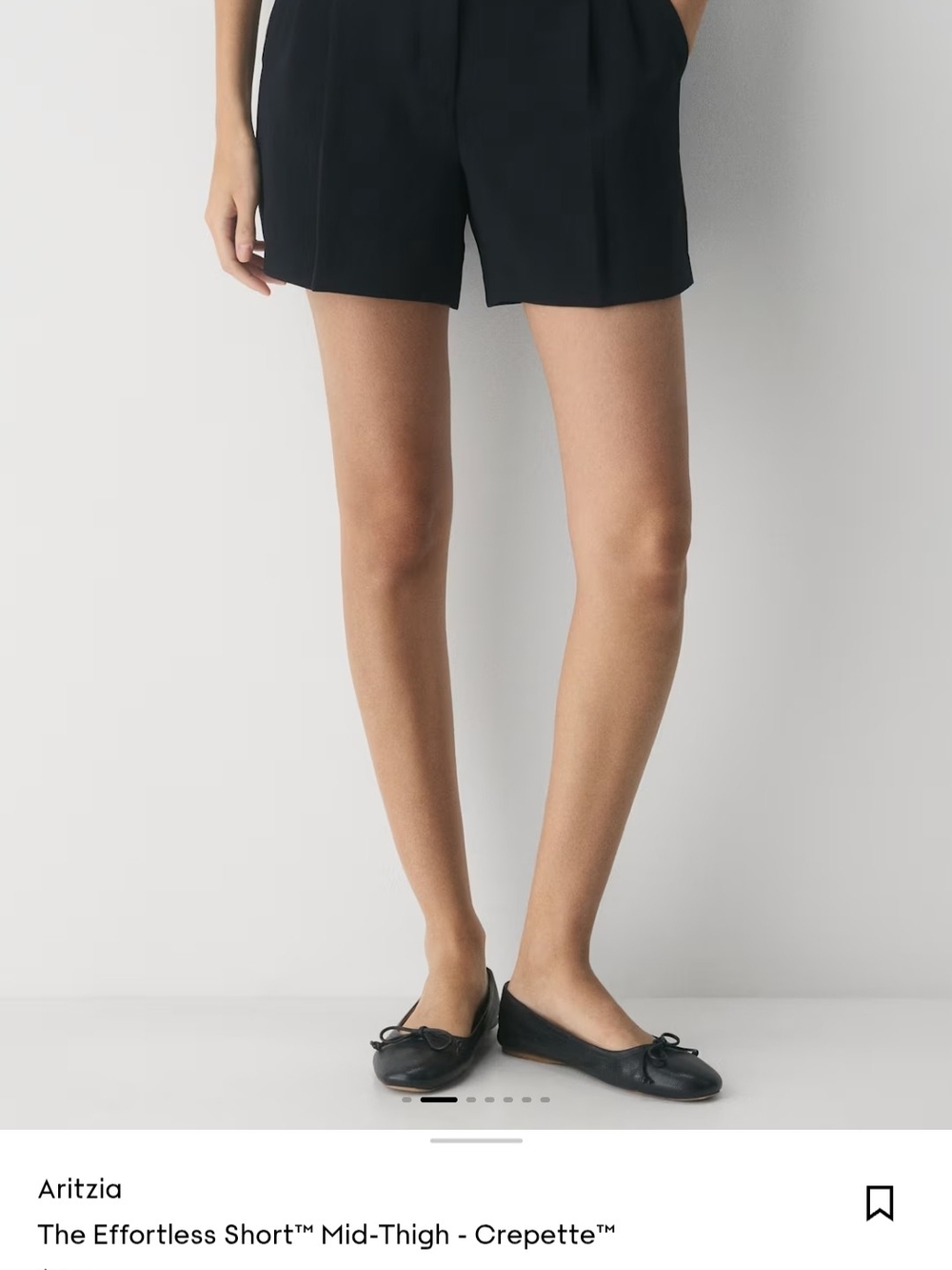 Aritzia Sand Biege Dark Tailored Mid-Thigh Shorts Effortless